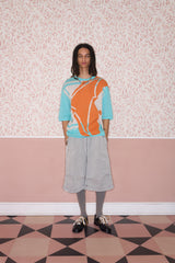 Paint Splashed Poker Knit Cotton T-Shirt