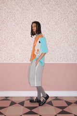 Paint Splashed Poker Knit Cotton T-Shirt