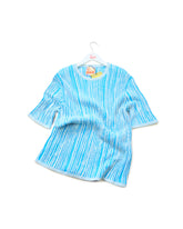 3D Stripe Blue & White Knit Cotton T-Shirt