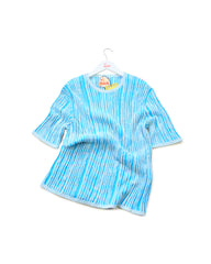 3D Stripe Blue & White Knit Cotton T-Shirt