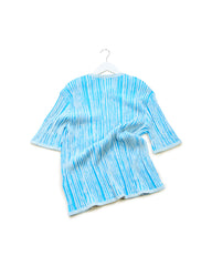 3D Stripe Blue & White Knit Cotton T-Shirt