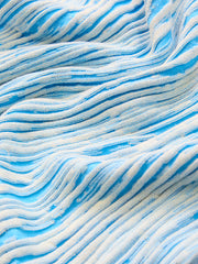 3D Stripe Blue & White Knit Cotton T-Shirt