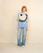 Eye of Tyre Mid-night Knit Cotton T-Shirt