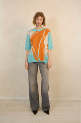 Paint Splashed Poker Knit Cotton T-Shirt