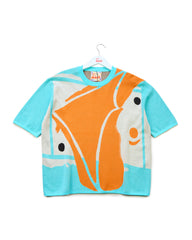 Paint Splashed Poker Knit Cotton T-Shirt