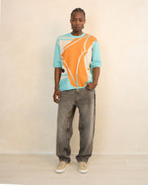 Paint Splashed Poker Knit Cotton T-Shirt