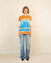 Seaside Holiday Orange Knit Cotton T-Shirt