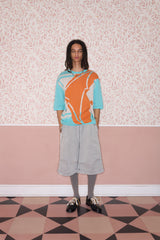 Paint Splashed Poker Knit Cotton T-Shirt