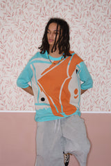 Paint Splashed Poker Knit Cotton T-Shirt