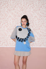 Eye of Tyre Mid-night Knit Cotton T-Shirt