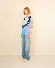 Eye of Tyre Mid-night Knit Cotton T-Shirt